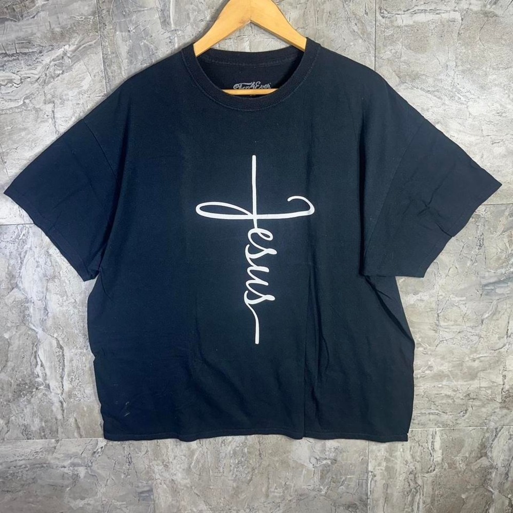 Black oversize Jesus Christ T-shirt, men's ‎ 2XL